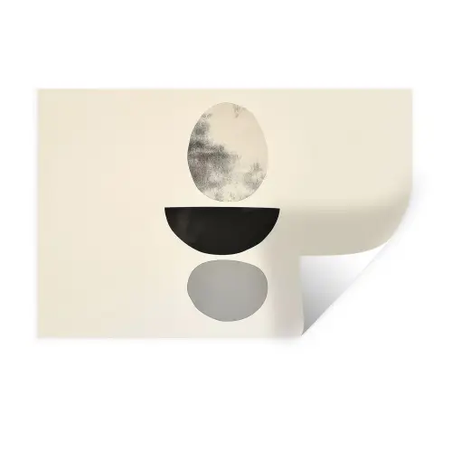 Beige - Japandi - Wabi sabi Muursticker klein -3d