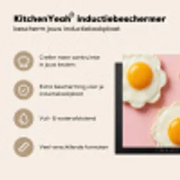 Eieren - Bloem - Roze Inductie beschermer vinyl 3mm middel -sfeer2