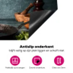 Kruiden - Specerijen - Pan - Mes - Grijs - Rustiek Inductie beschermer vinyl 3mm klein -wsfeer4_website