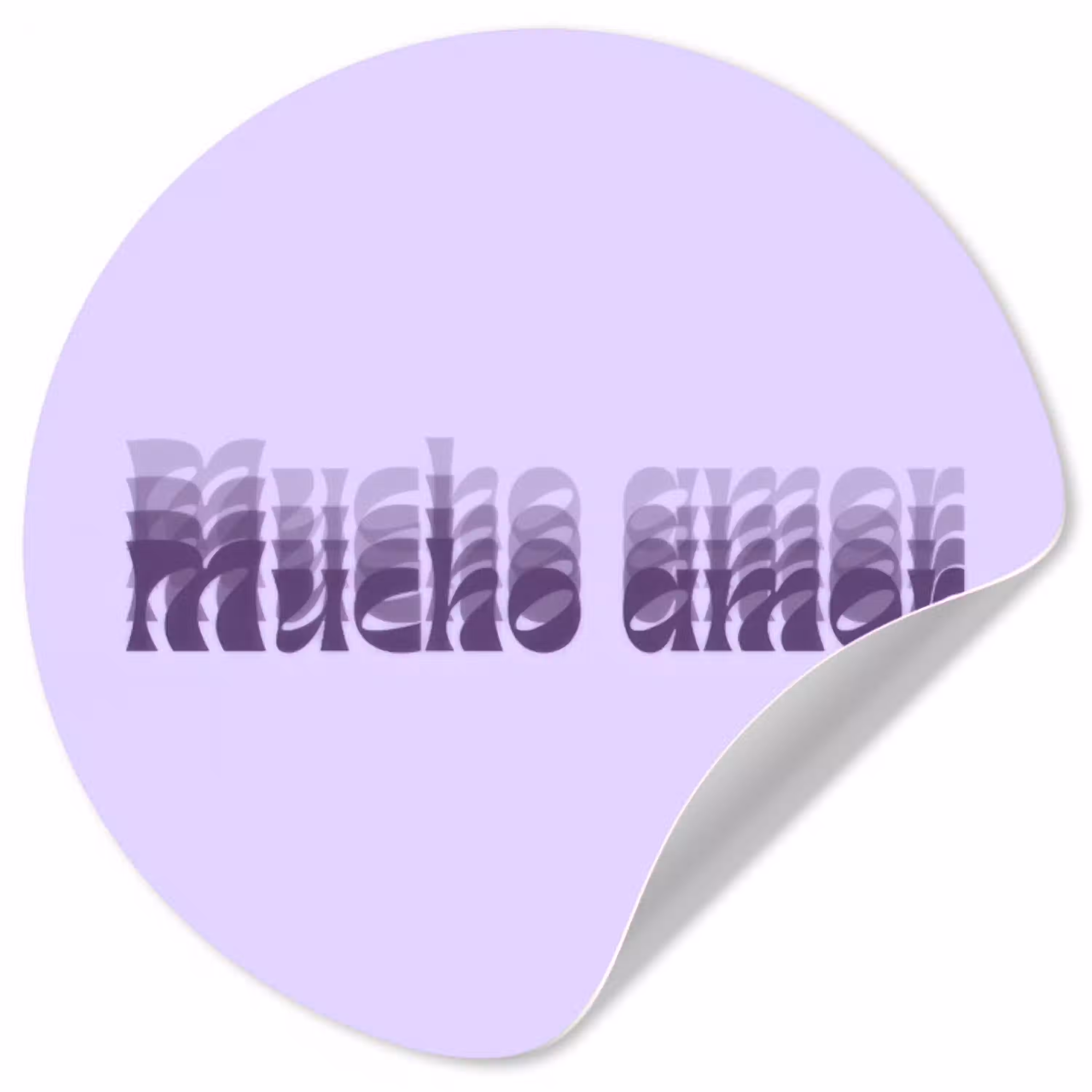Mucho amor - Paars - Gelaagde letters Wandcirkel behangsticker klein -3d