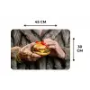 Vrouw - Hamburger - Bontjas Placemat vinyl groot -specs