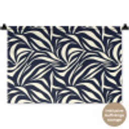 Bladvormen - Blauw - Patroon - Wit Wandkleed katoen klein 269 -t3d_DE