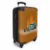 Blauwe auto met gele vlammen Koffer - NBS - Handbagage middel -productfoto_3d