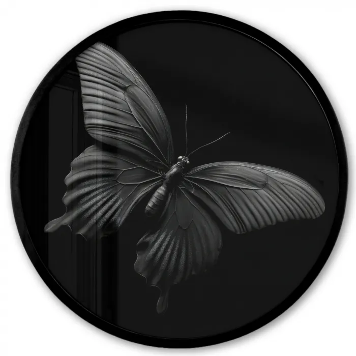 Vlinder - Zwart - Insect - Dieren Fotolijst rond zonder passe partout klein -3d