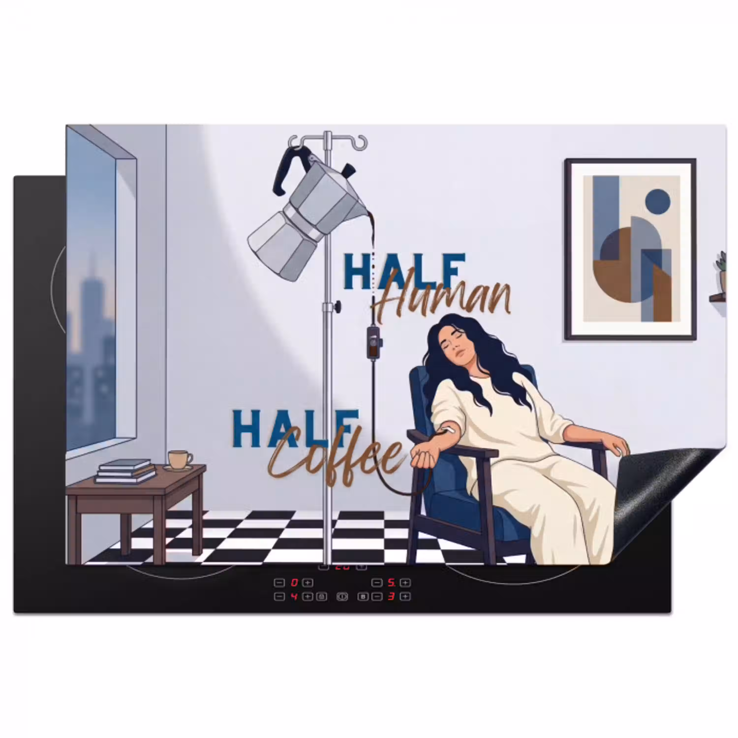 Half human, Half Coffee - Infuus - Koffie Inductie beschermer vinyl 3mm klein -3d