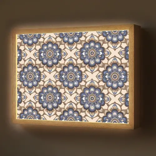 Floraal - Ornament - Blauw Light Box met batterij (Wandlamp) middel 907 -z3d_website