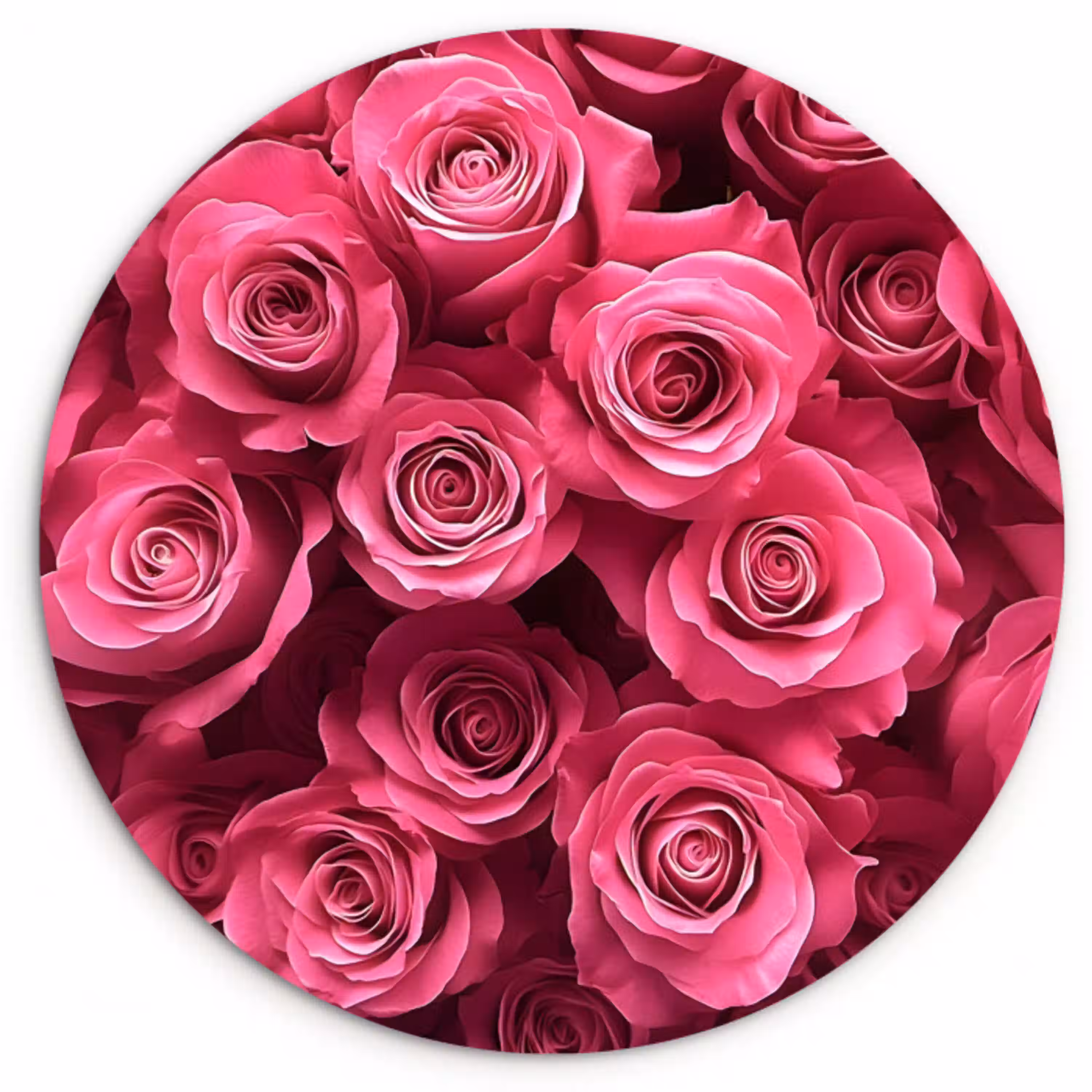 Rozen - Pink - Bloem Wandcirkel kunststof plaat 5mm dik klein -3d