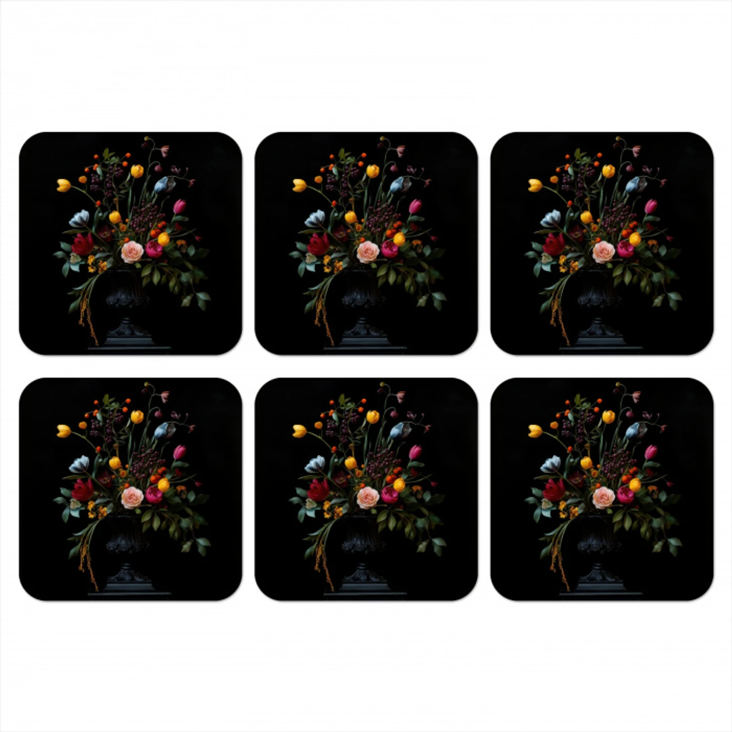 Klassiek - Vaas - Boeket - Bloemen onderzetter kurk middel -3d