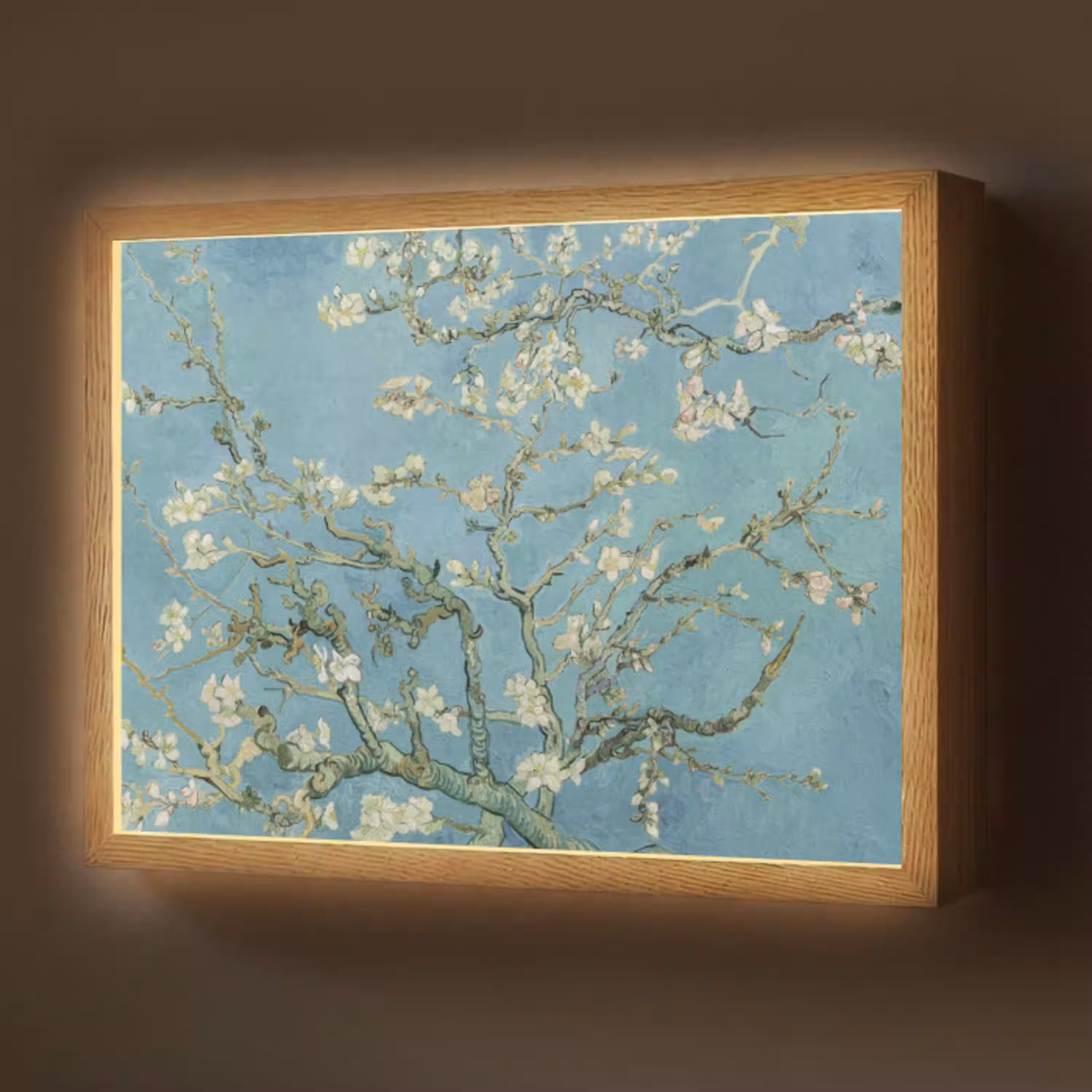 Amandelbloesem - Van Gogh - Kunst - Bloemen Light Box met batterij (Wandlamp) middel -z3d_website