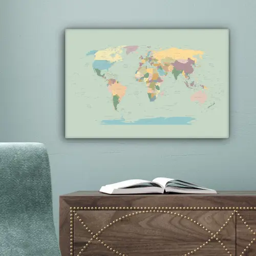 Wereldkaart - Realistisch - Kaart canvas 2cm klein -sfeer4