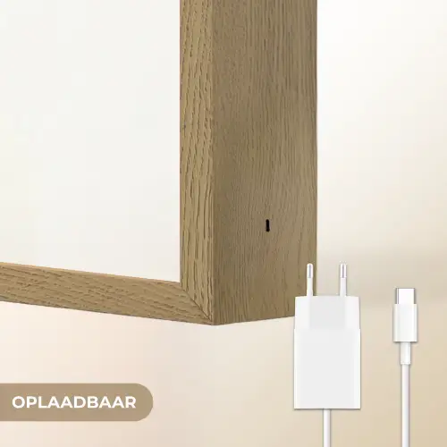 Bladeren - Zwart - Lotusbloem - Minimalitisch Light Box met batterij (Wandlamp) middel -USP_websiteoplaadbaarNL