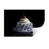 Taart - Slagroom - Kers - Bord - Delfts blauw Muursticker klein -3d