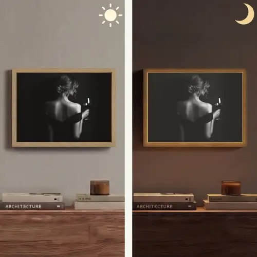 Vrouw - Wijn - Jurk Light Box met batterij (Wandlamp) middel -sfeer3