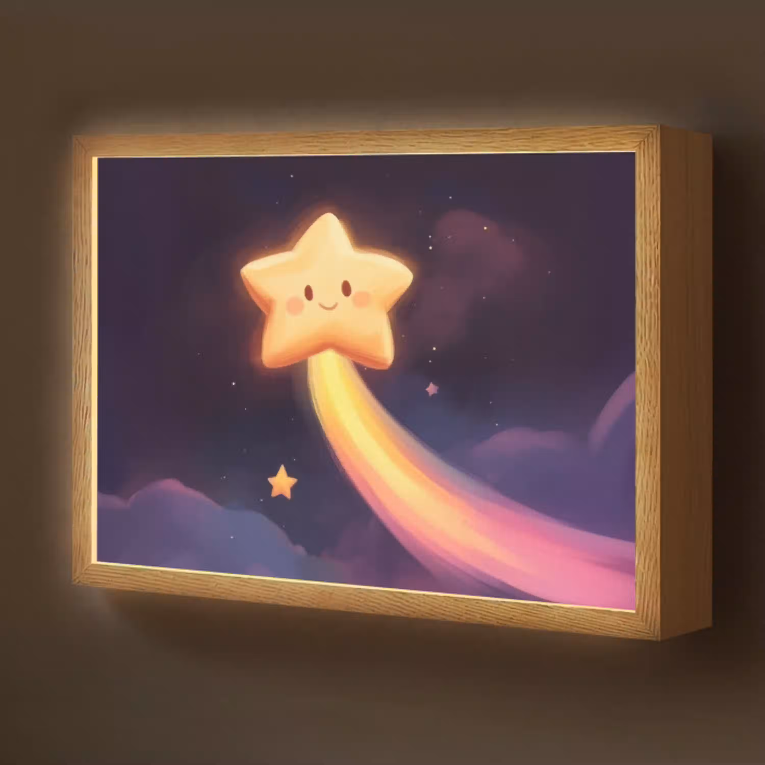 Ster - Gezichtje - Lichtgevend Light Box met batterij (Wandlamp kind) middel -z3d_website