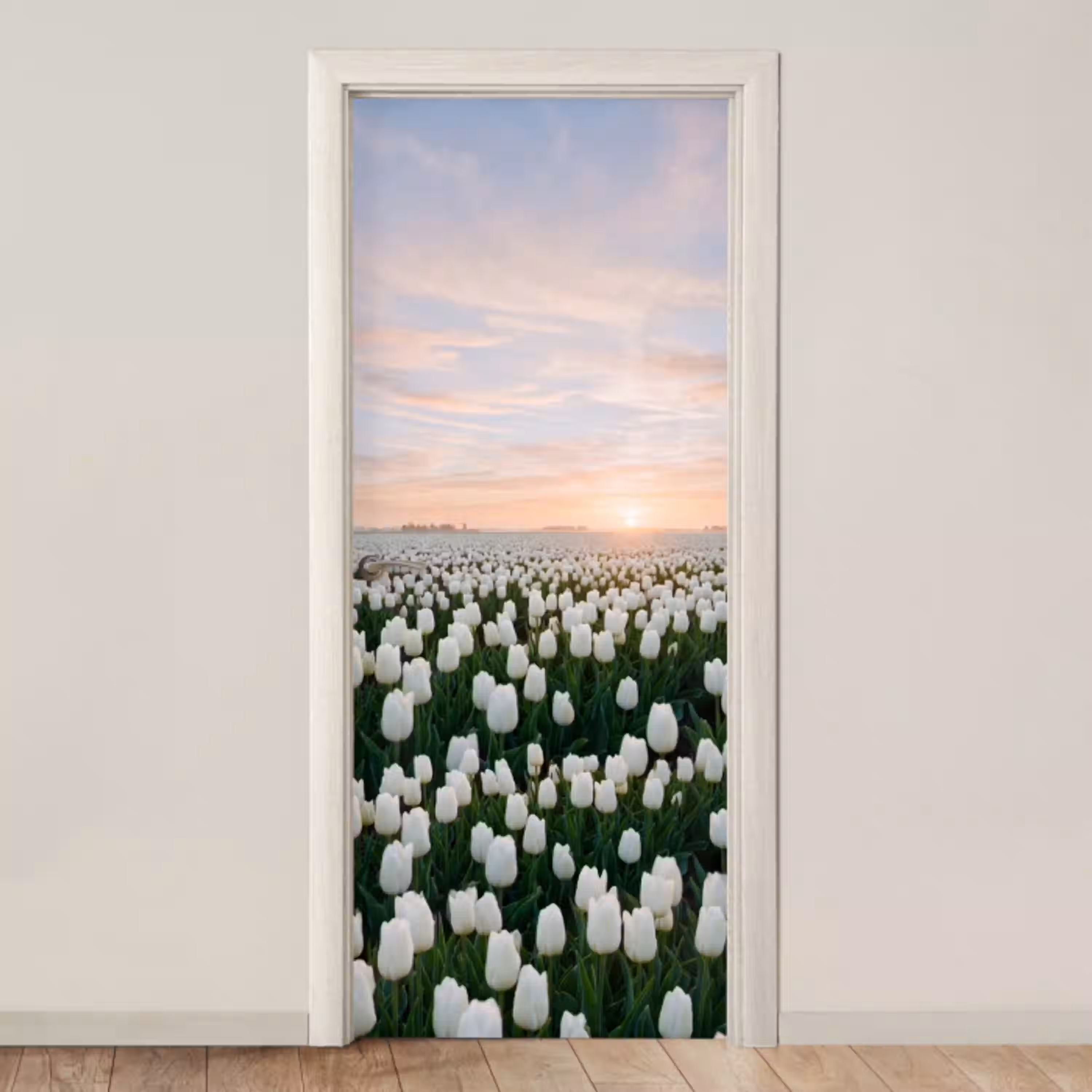 Tulpen - Landschap - Wit deurposter klein -3d_beige
