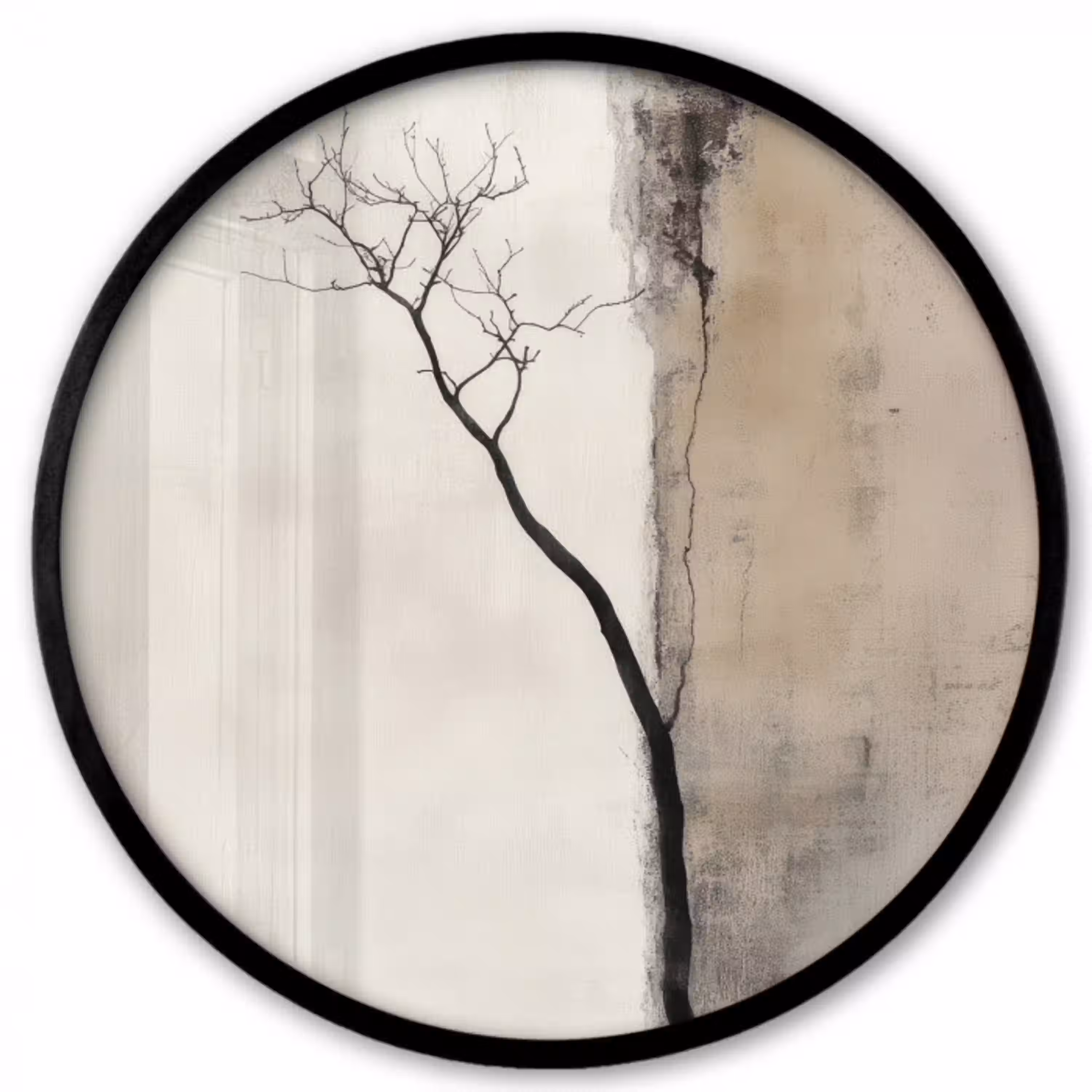 Wabi sabi - Plant - Beige Fotolijst rond zonder passe partout klein -3d
