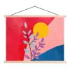 Bladeren - Zon - Abstracte vormen textielposter latten blank klein -3d