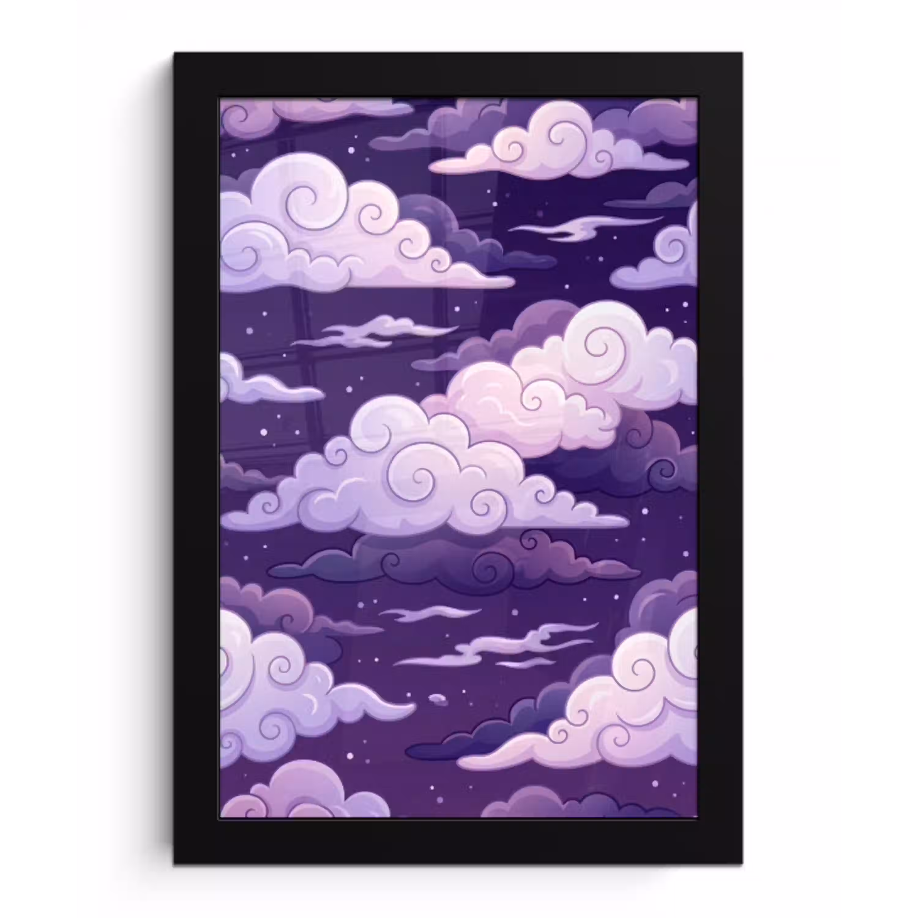 Wolken - Nacht - Natuur - Abstract - Paars fotolijst zwart zonder passe partout klein -3d