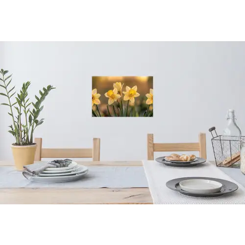 Bloemen - Geel - Wazig Muursticker klein -eettafel