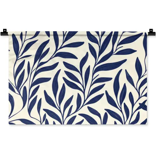 Bladeren - Klimop - Donkerblauw Wandkleed katoen klein -zz3d
