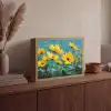 Penseelstreken - Bloemen - Felgeel - Abstract Light Box met batterij (Wandlamp) middel -sfeer2