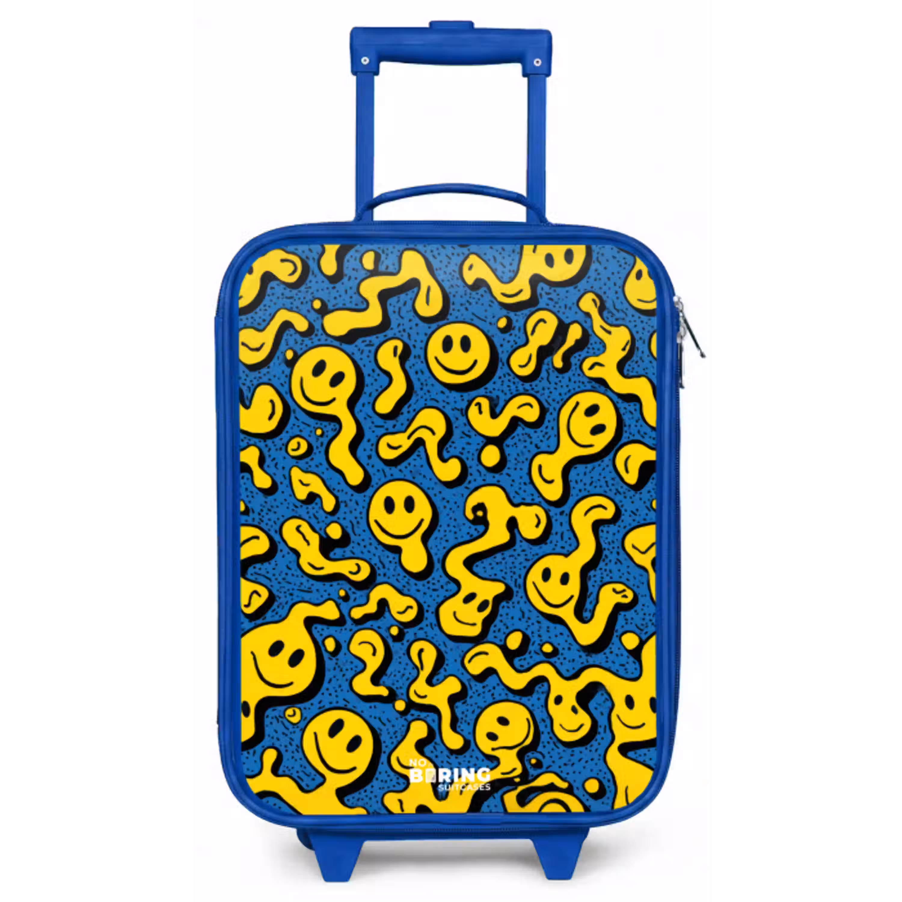 Smiley - Blauw - Geel Kinderkoffer - Blauw klein -zz3dotto