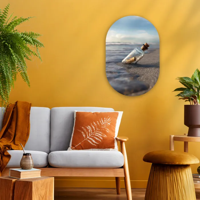 Glazenfles - Post - Zee - Zand Wandcirkel Ovaal Forex klein -sfeer4
