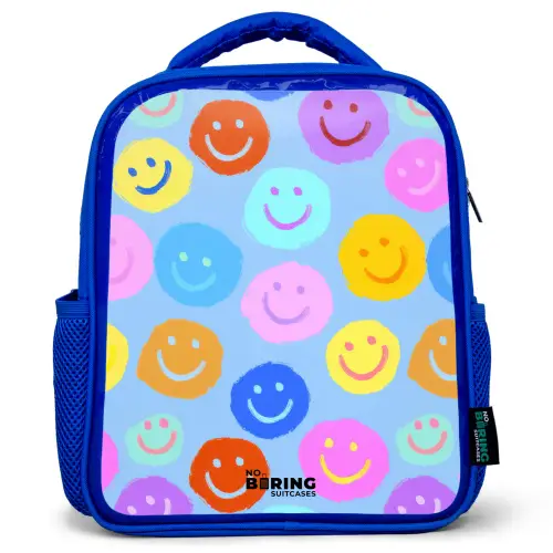 Vrolijk patroon van smileys Kinderrugzak - Blauw middel -3d
