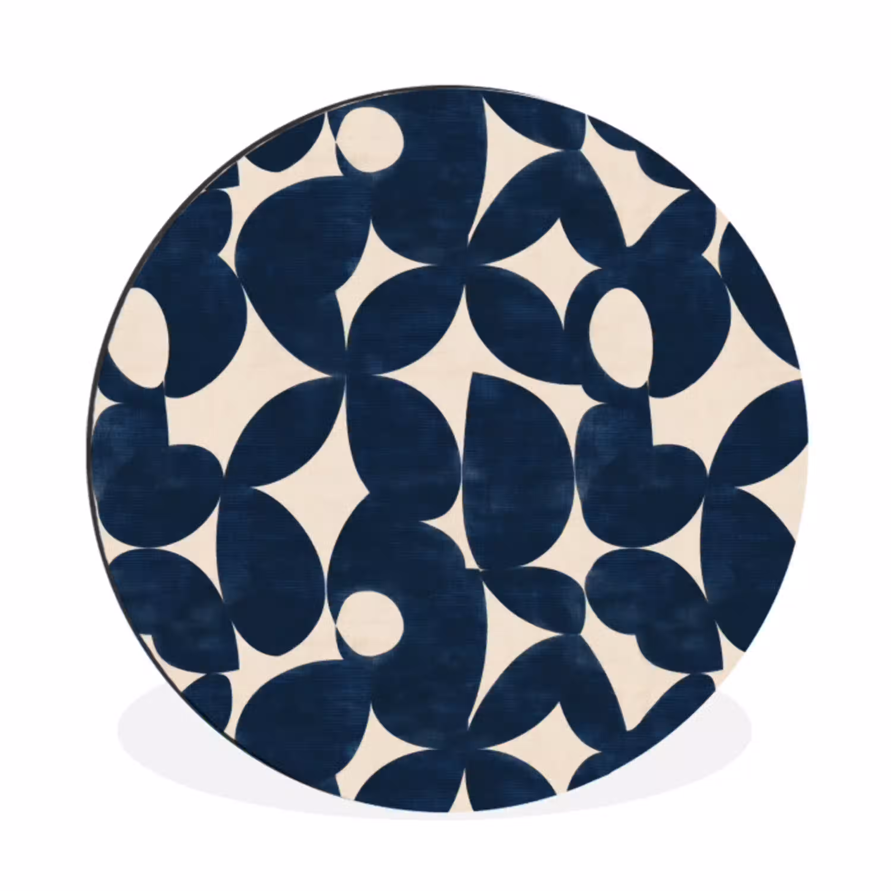 Modern - Geometrisch - Blauw Wandcirkel aluminium klein 190 -3d