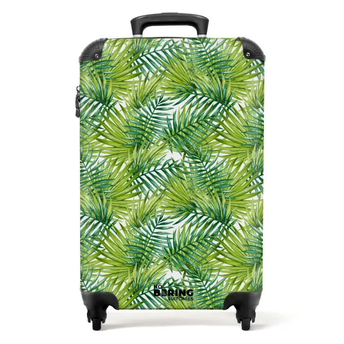 Palm bladeren patroon licht groen NBS - Handbagage koffer - Volwassenen Unisex middel -productfoto_recht