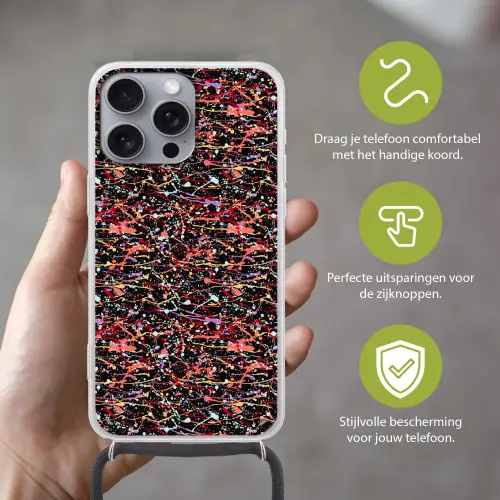 Spat - Abstract - Waterverf - Zacht Hoesje iPhone 16 Pro Max met koord klein 804 -sfeer2_NL