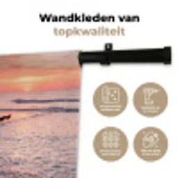Meeuwen - Strand - Zee - Roze Wandkleed katoen klein -sfeer2