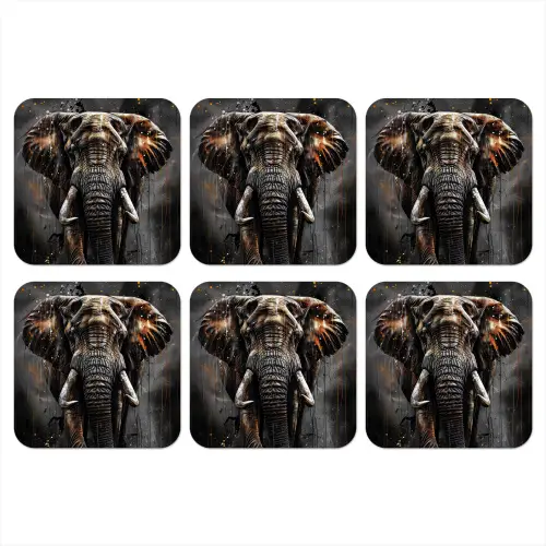 Olifant - Watercolor - Wilde dieren - Luxe onderzetter kurk middel -3d