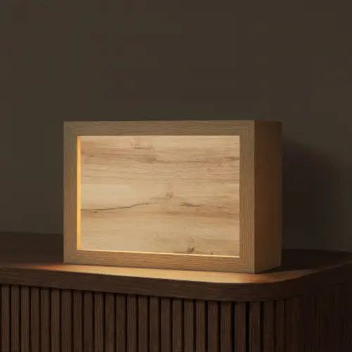 Houtlook - Bruin - Hout Light Box met kabel (Tafellamp) klein -z3d_website