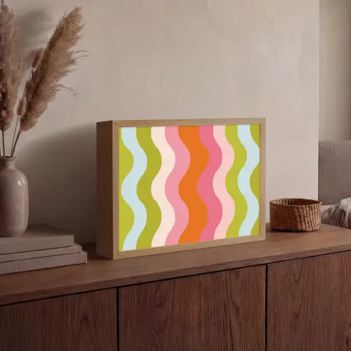 Banen - Golven - Kleurrijk - Verticaal Light Box met batterij (Wandlamp) middel -sfeer2