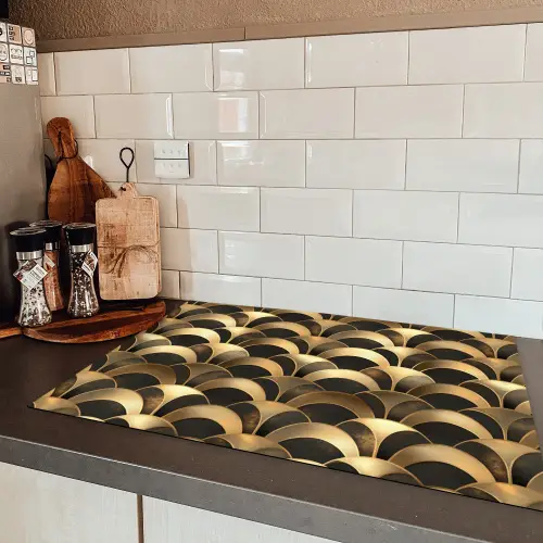 Schubben - Structuur - Goud Inductie beschermer vinyl 3mm klein 276 -sfeer3