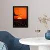 Zonsondergang - Vliegtuig - Oranje - Zon fotolijst zwart zonder passe partout klein -sfeer4