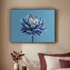 Bloem - Blauw - Bloemblaadjes - Streepjes Textielframe zwart klein -sfeer1