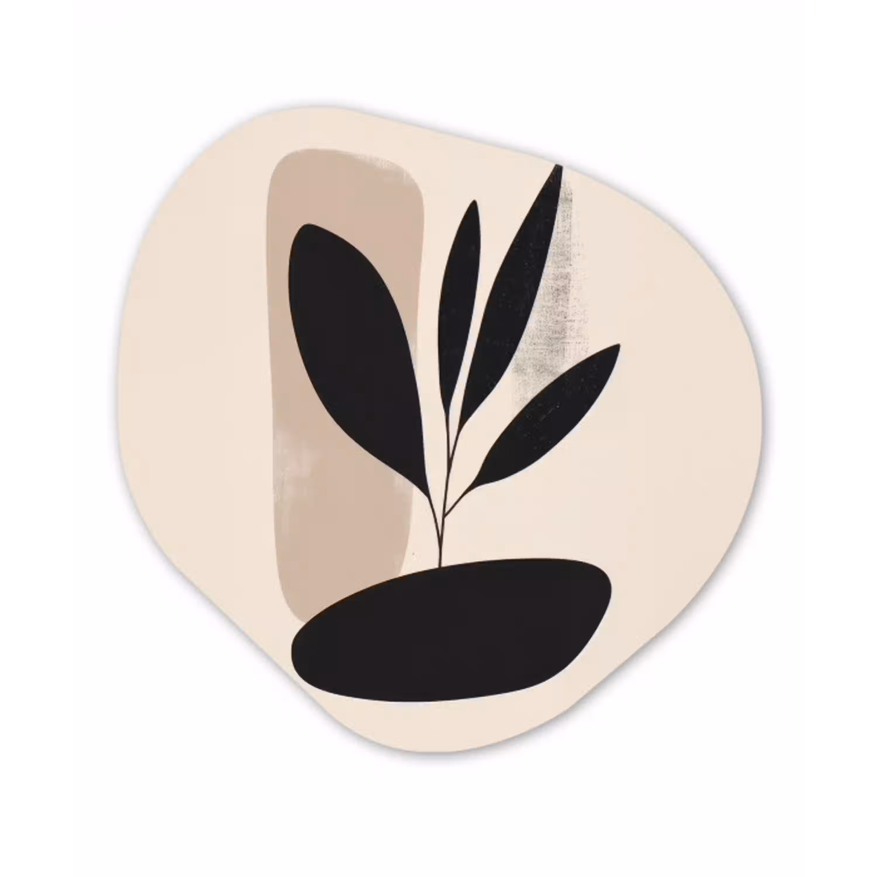 Plant - Beige - Japandi Wandcirkel Organisch Aluminium middel -3d