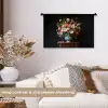 Boeket - Roze - Bloemen - Vaas Wandkleed katoen klein -sfeer1