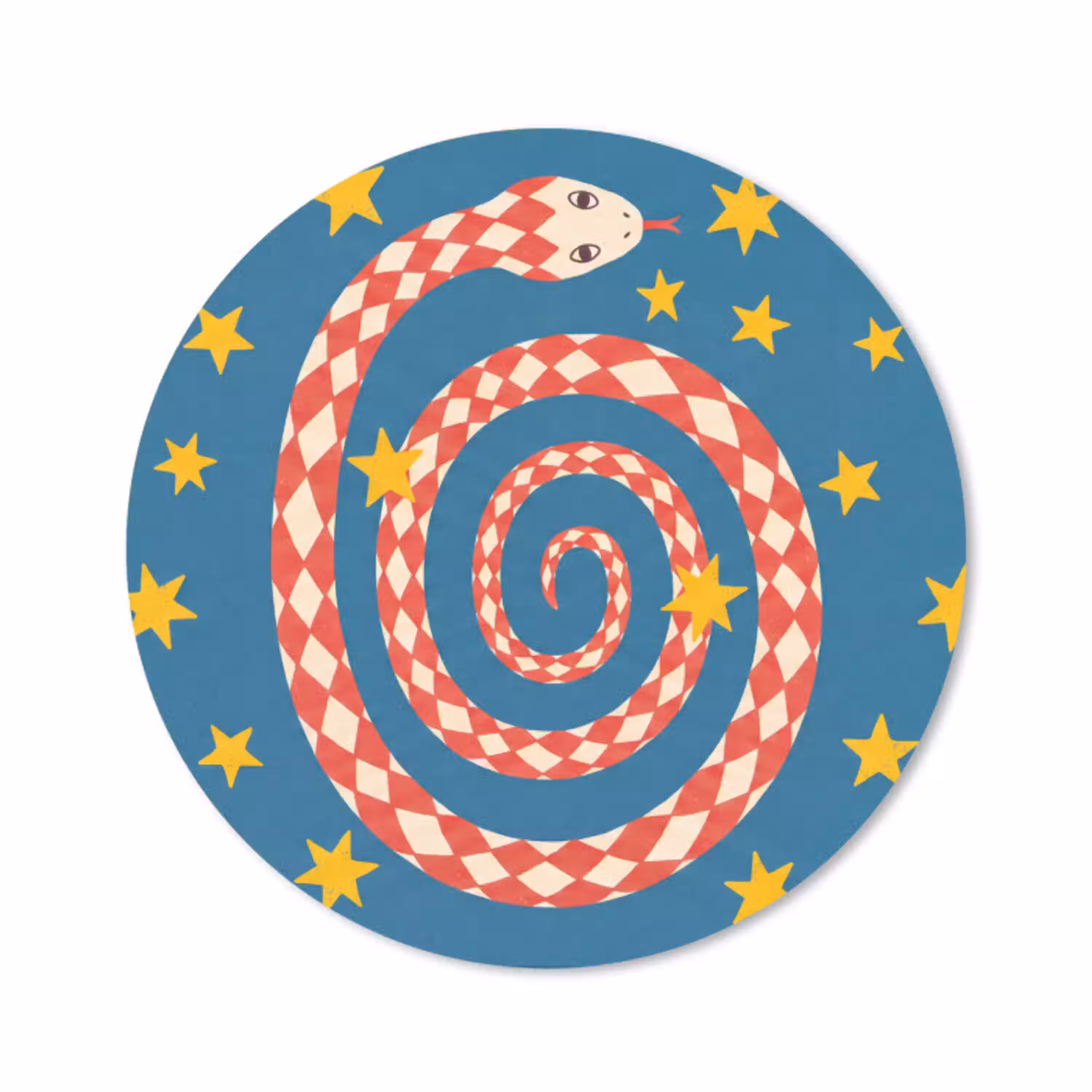 Slang - Spiraal - Dieren - Illustratie - Rood Muismat rond klein -3d