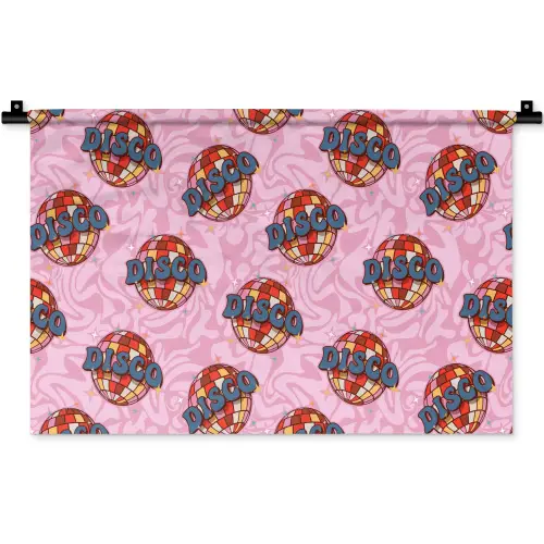 Disco - Bal - Patroon - Roze Wandkleed katoen klein 269 -zz3d