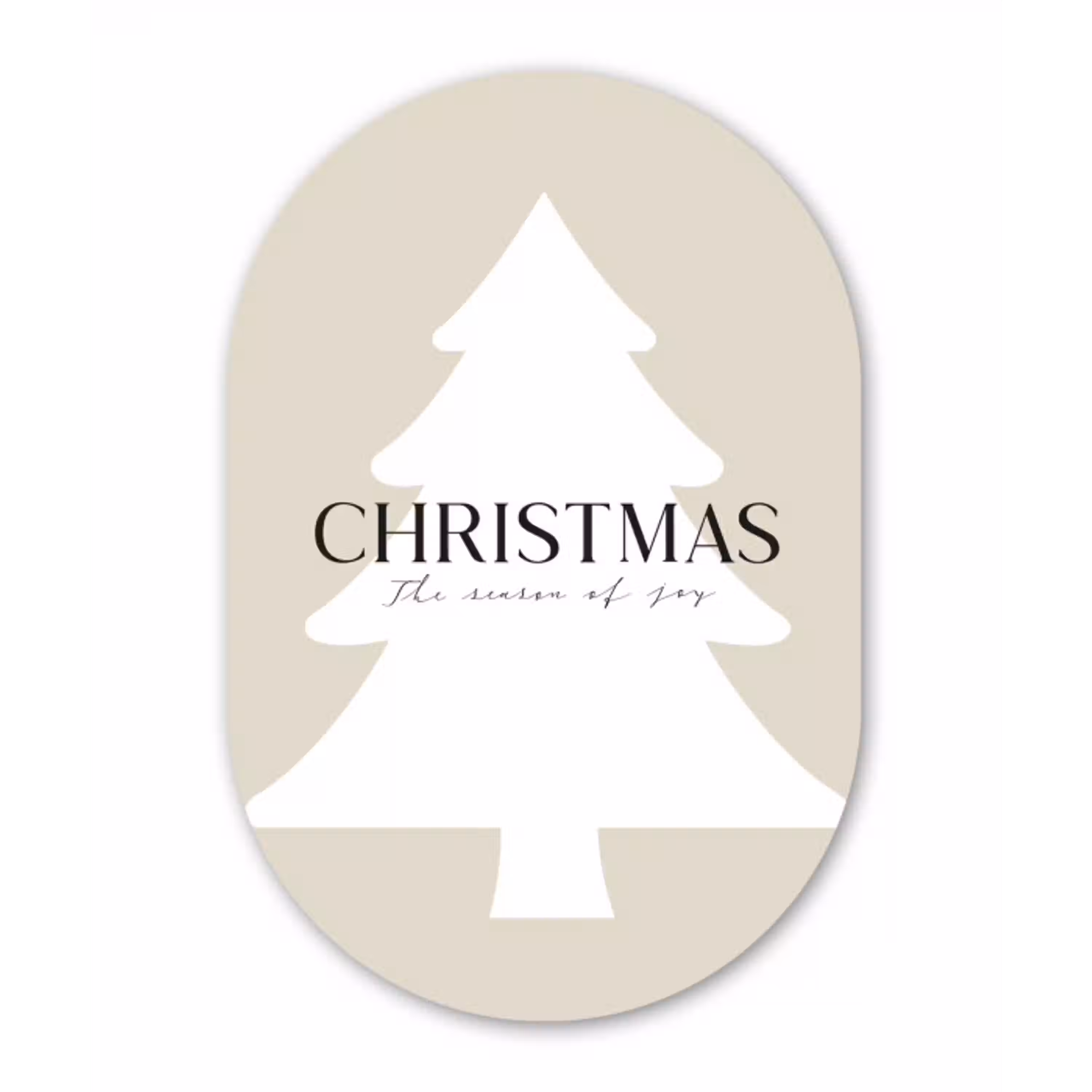 Kerstboom - Japandi - Christmas - Beige Wandcirkel Ovaal Glas middel -3d