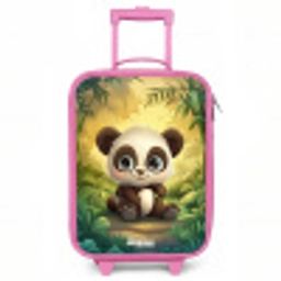 Panda - Bamboebos - Groen Kinderkoffer - Roze klein -3d