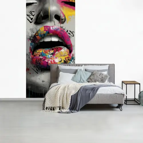 Lippen - Graffiti - Expressief fotobehang vinyl groot -slaapkamer