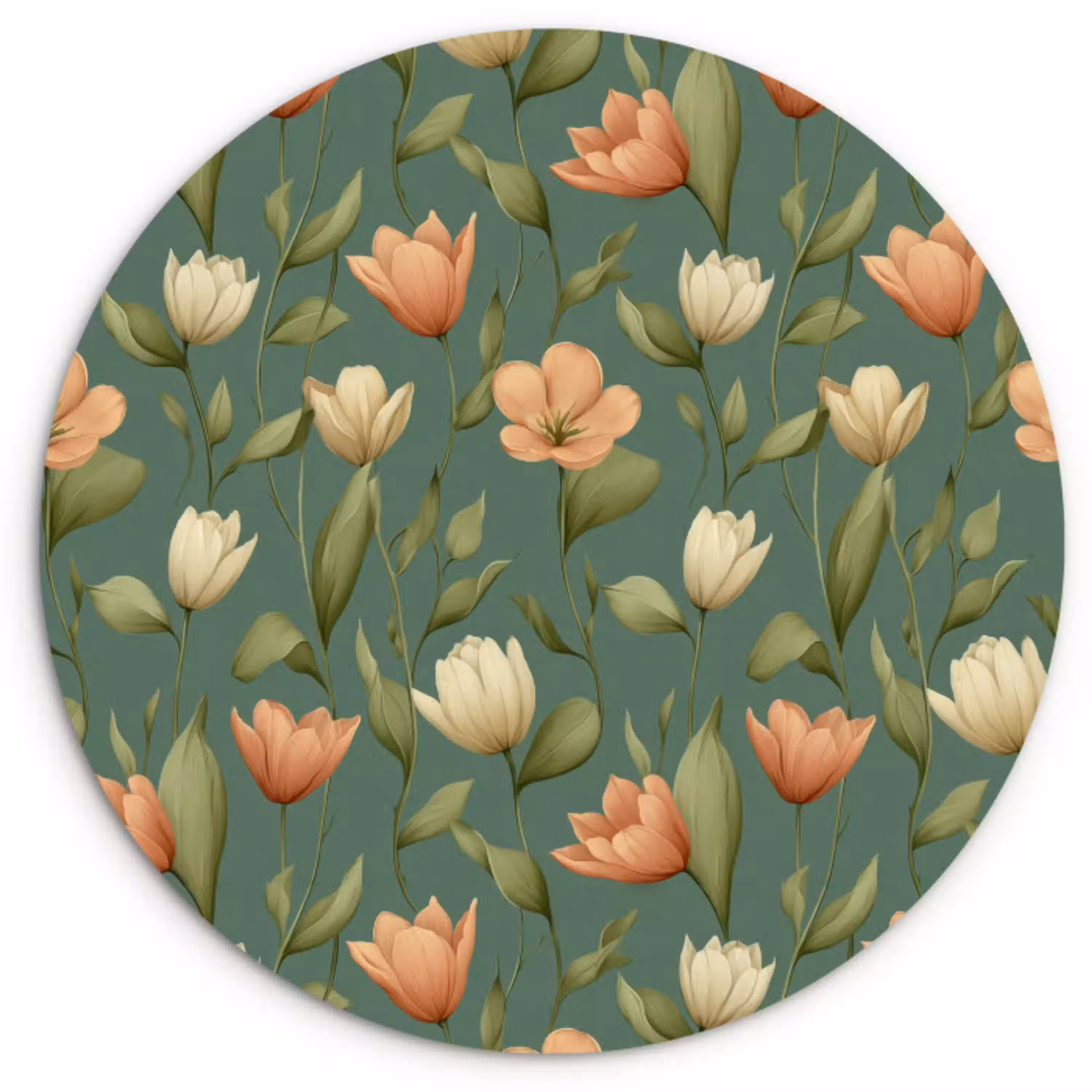 Tulpen - Botanisch - Groen Wandcirkel kunststof plaat 5mm dik klein 188 -3d