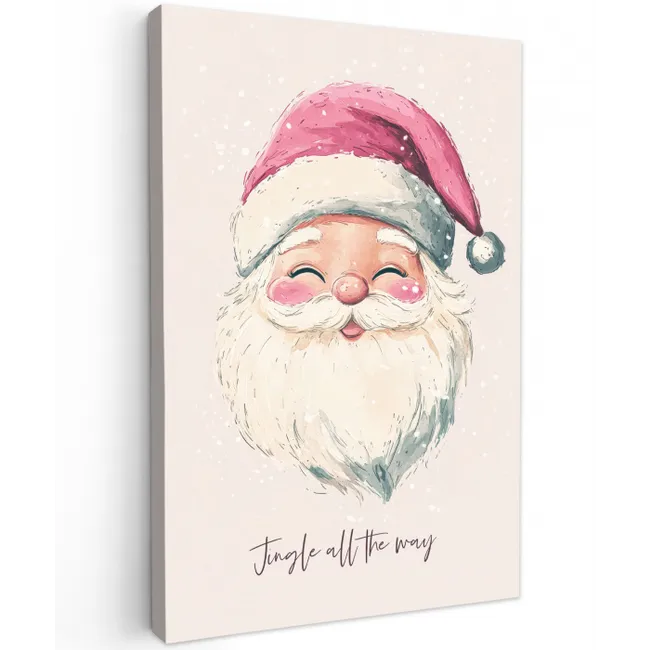 Kerstman - Kerst - Quote - Beige canvas 2cm klein -z3d