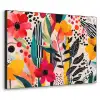 Bloemen - Bladeren - Abstract - Kleurrijk Textielframe zwart klein -3d