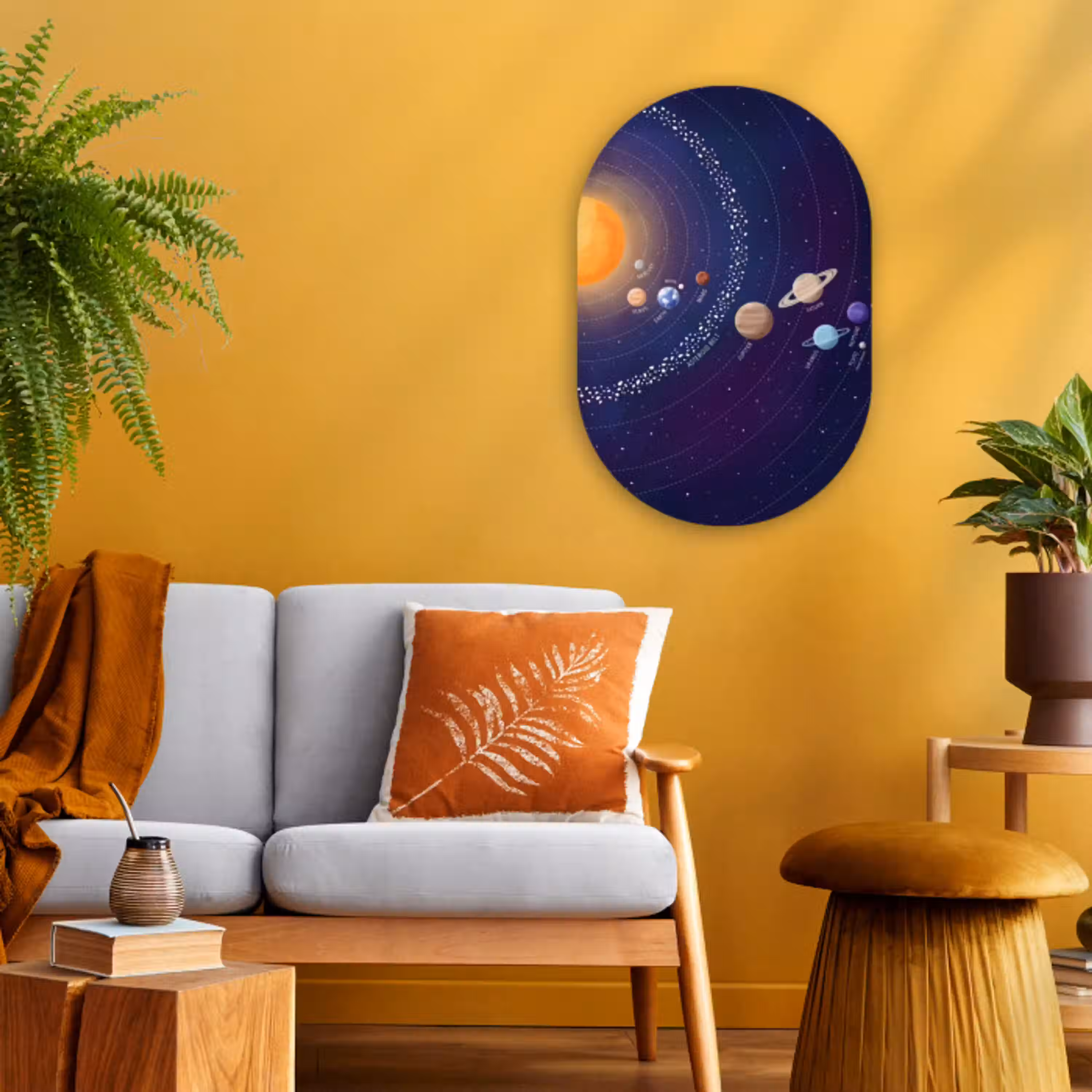 Planetenstelsel - Ruimte - Illustratie Wandcirkel Ovaal Forex klein -sfeer4