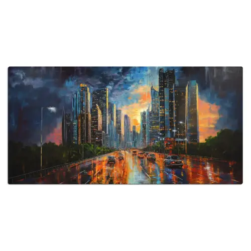 Auto - Skyline - Zon - Blauw Muismat XXL klein -3d_leeg